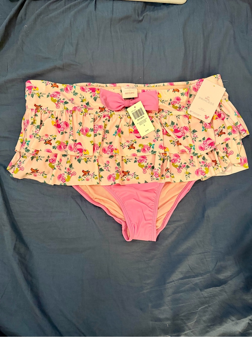 Disney x Hot Topic Pink Floral Ruffle Skirt Swim Bottoms